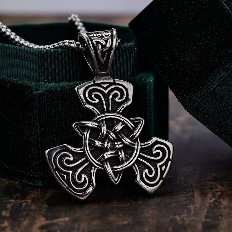 [X C Kalung] Baru Perak Hip Hop Punk Vintage Viking Koleksi Celtic Twist Pendant Kalung Untuk Pria Dan Wanita Hadiah Liburan Perhiasan