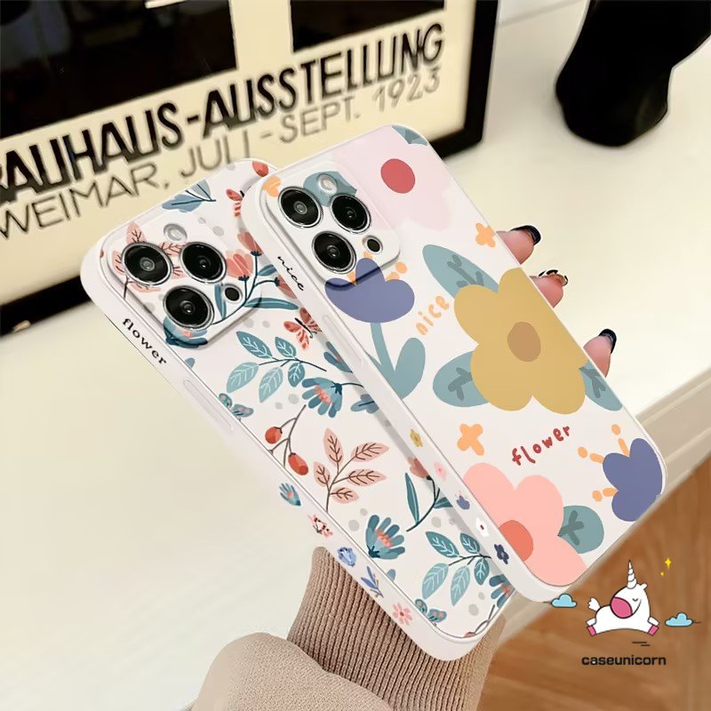 Bunga Sisi Print Case Oppo A17 A16 A5 A5s A57 A54 A17K A15 A94 A96 A95 A12 A3s A76 A7 Reno 8T 5F 8 7 6 5 A9 A78 A55 A53 A31 A1K A16K A74 A16E A52 Fresh Bunga Daun Sarung Soft Cover