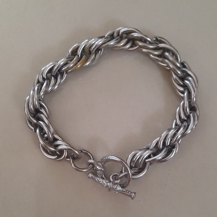 GELANG TANGAN PRIA WANITA RANTAI MONEL STAINLESS 19CM ANTI KARAT BAR13