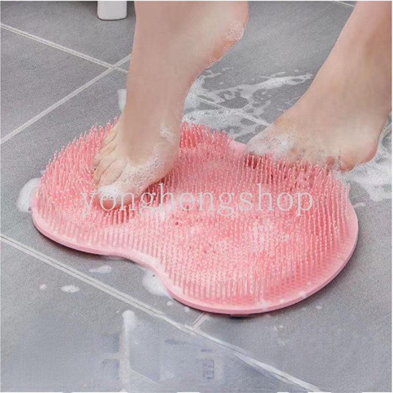 Silicone Shower Exfoliating Scrub Sikat Badan Massage Pad Gosok Kaki Dengan Sucker Mandi Penggosok Punggung Tubuh Alat Pembersih Kulit Mati Anti-Selip Keset Kamar Mandi Supply