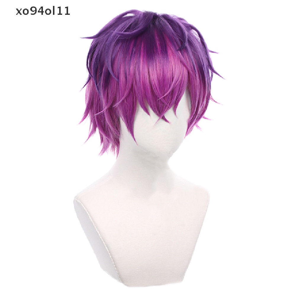 Wig Pendek XO Uki Violeta Cosplay Anime Rambut Gradasi Warna Campur Untuk Pria Wanita OL