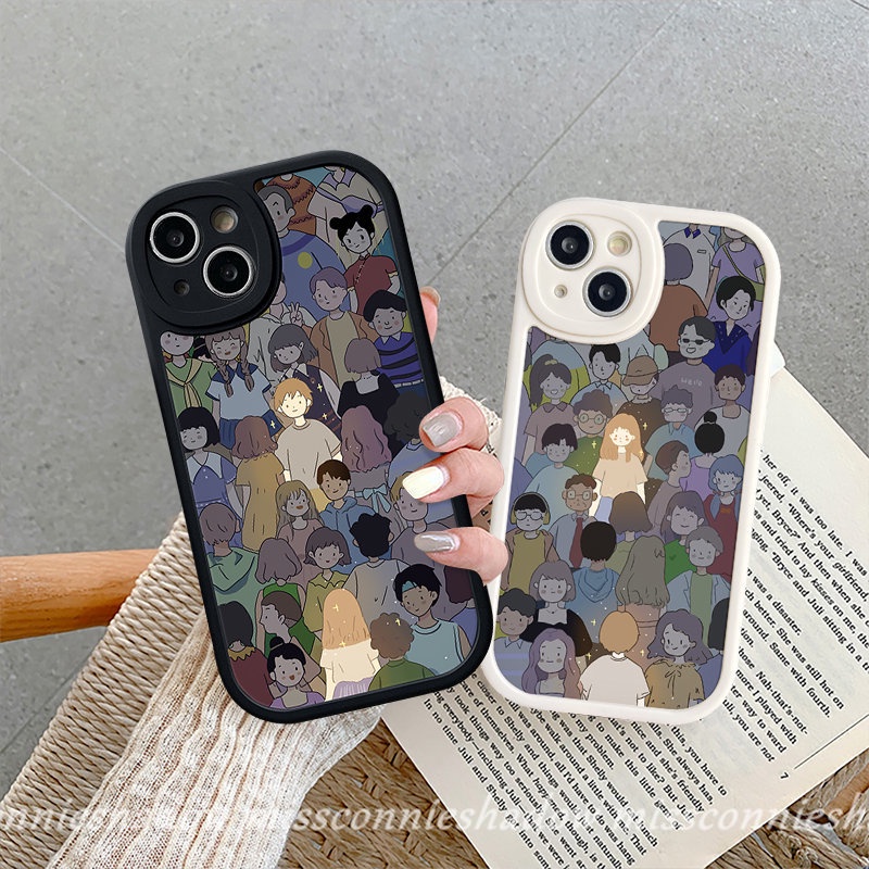 Ins Kreatif Pasangan Ponsel Case Infinix Hot10 Lite Note8 Smart 56 Hot 11 10 9 Bermain 10T 10s 11s 9 Kartun Cowok Cewek Kekasih Shockproof Lembut Tpu Cover