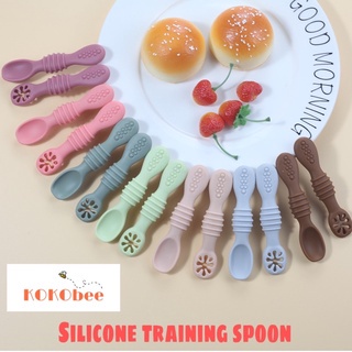 KOKOBEE - Silicone Pre Spoon for Baby Feeding Training / Baby Training Spoon / Sendok Makan Bayi Silikon / Sendok Silicone / Silicone Feeding Spoon / Toukie Baby Spoon / Numnum Baby Pre Spoon / Lababy Spoon