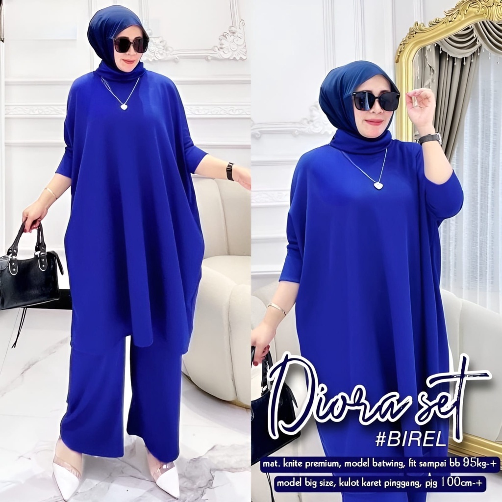 GAMIS STORE - Diova Set 2in1 Setelan OOTD Casual Daily Matt Knit Polos Basic Premium - Stelan Celana Wanita Muslim
