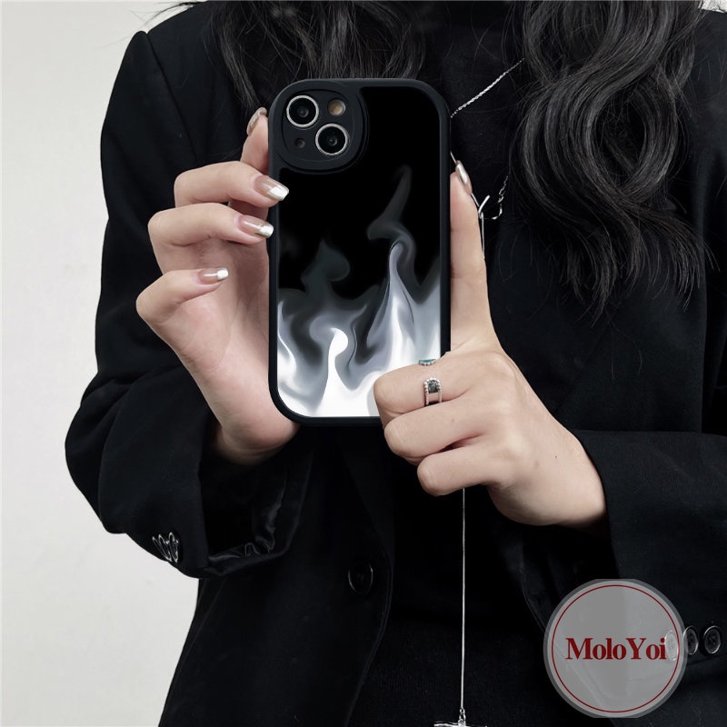 Kompatibel Untuk iPhone XR 7plus 11 12 13 14 Pro Max7 6 6s 8 14 Plus XS X MAX SE 2020 Api Sederhana Hitam Lembut TPU Cover