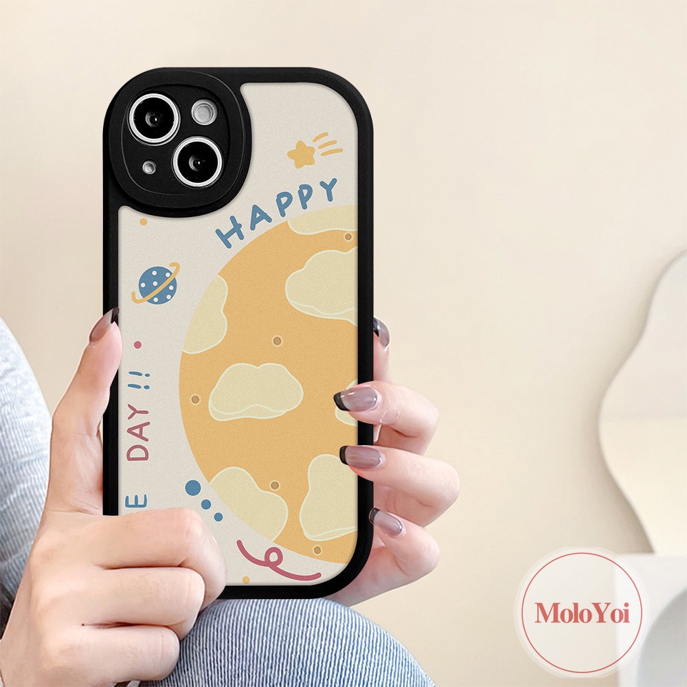 IPHONE Lover Happy Planet Space Case Kompatibel Untuk Iphone11 13 14 12 Pro Max 7Plus XR X XS Max 7 6s 8 6 Plus SE 2020 Pasangan Bintang Keberuntungan Soft Tup Case