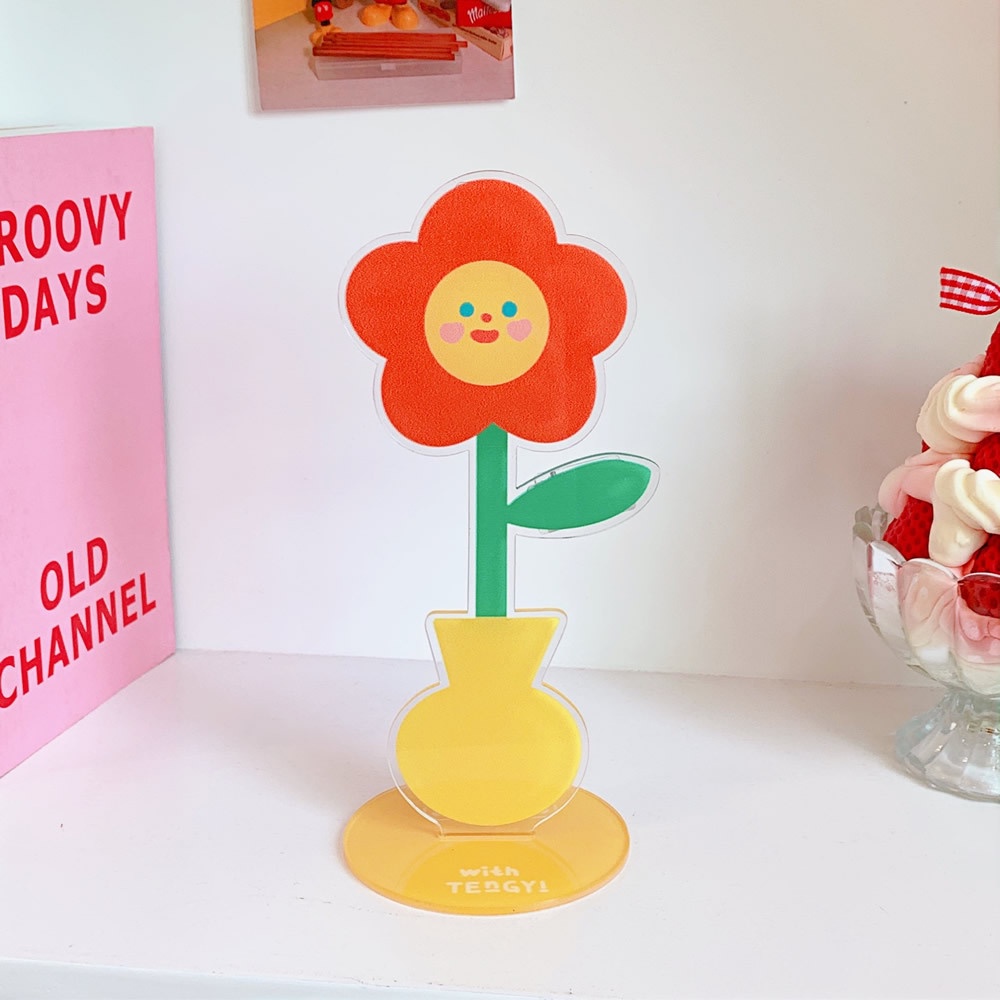 Dekorasi Bunga Desktop Kreatif Kartun Lucu Akrilik Folder Holder Klip Kartu Kertas Multifungsi