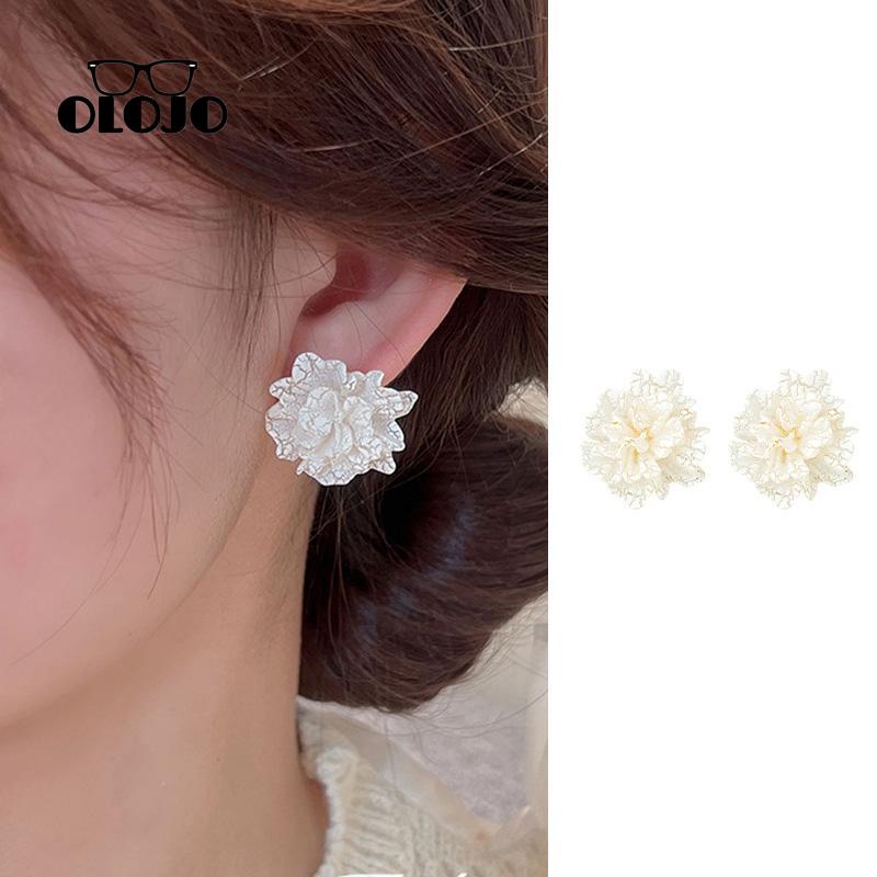 【COD】Anting Pejantan Camellia Polos Anting Lucu Trendi Sederhana925 Perak Temperamen Gadis Anting Bunga Camelia Musim Semi Musim Panas