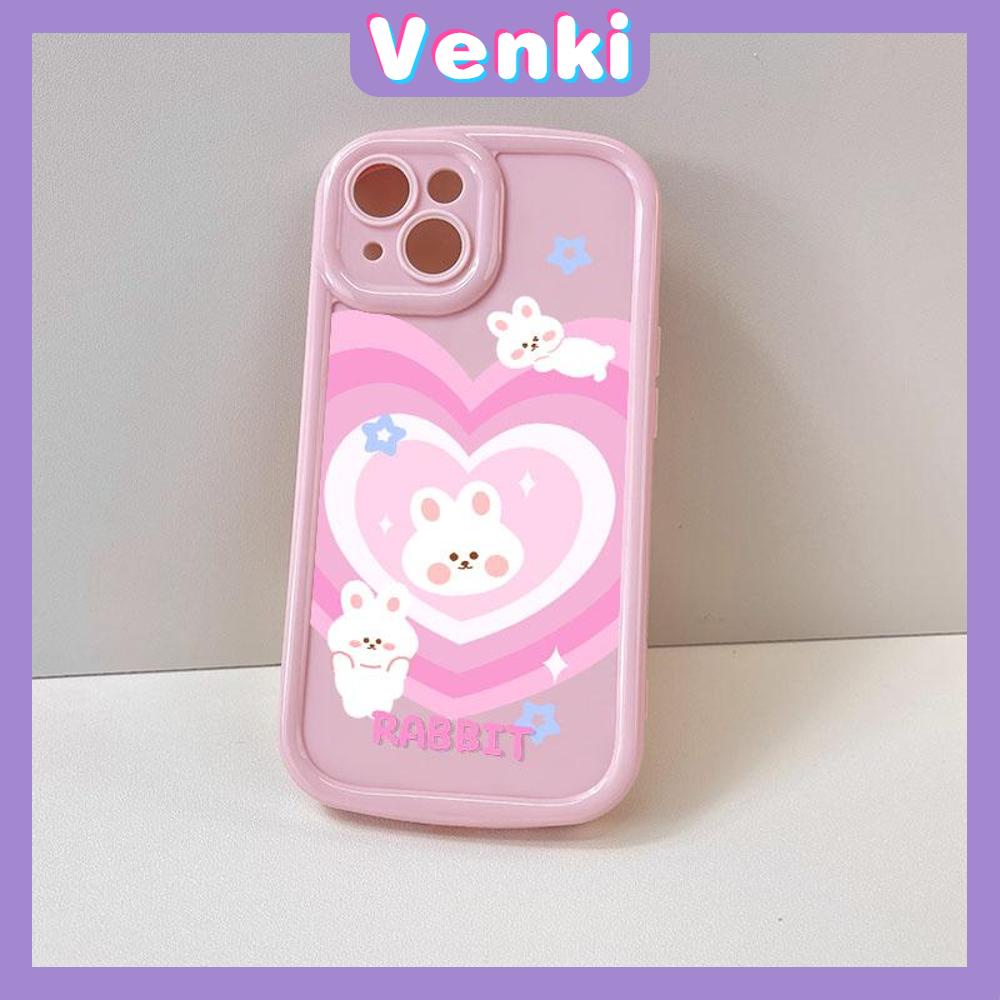 Case for iPhone 11 Soft TPU Glossy Round Edges Case Pink Heart Cute Cartoon Rabbit Camera Protection Shockproof For iPhone 14 13 12 11 Pro Max 7 8 Plus X XR