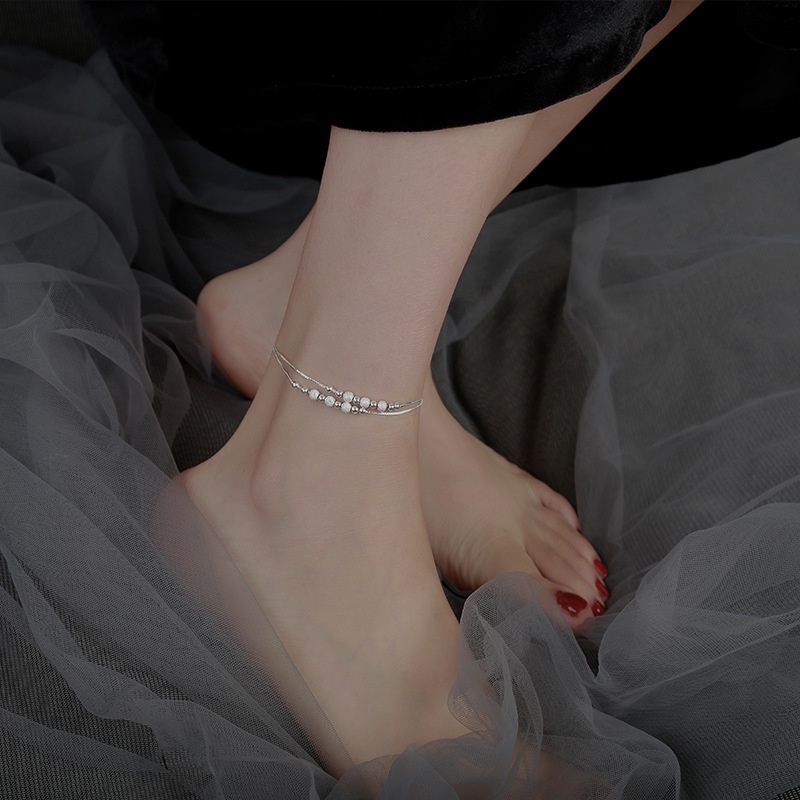 Gelang Perak Rumbai Hati Trendy Heart Tassel Silver Adjustable Bracelet Beads Multilayer Chain Bracelets Women Jewelry Accessories