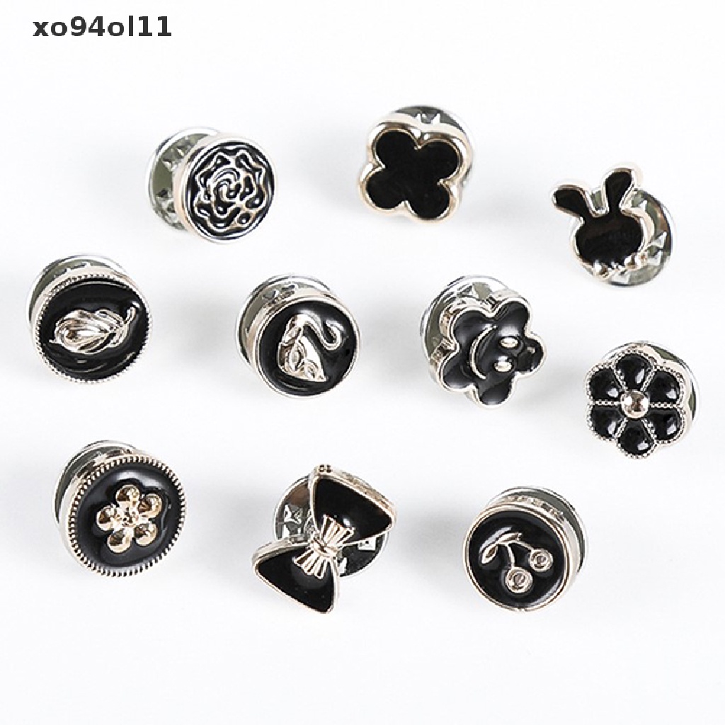 Xo 10Pcs/Set Lucu Praktis Anti-Silau Bros Dress Garis Leher Mutiara Pin Pakaian Fixe OL