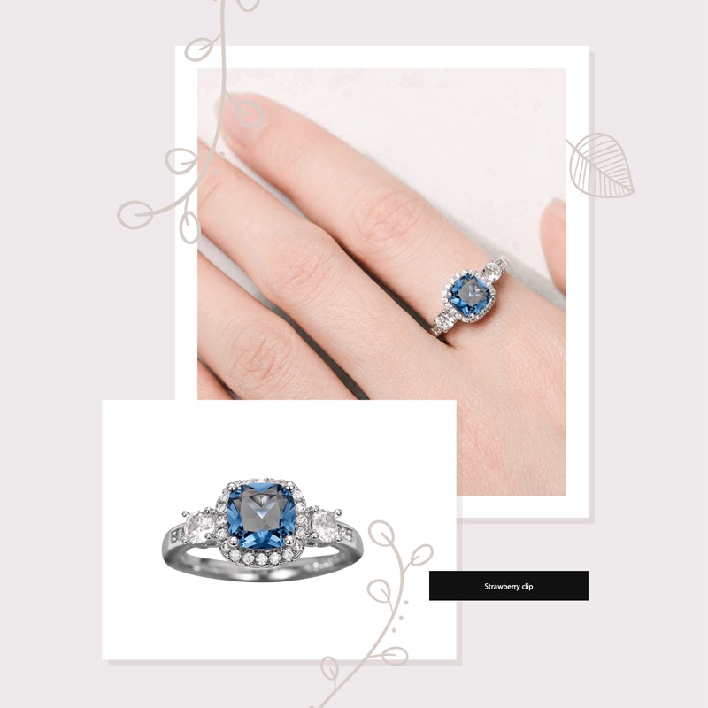 Eternity Wedding Band Cincin Wanita Dengan Temperamen Cubic Zirconia Biru/Putih Elegan Perempuan Rings Untuk Perhiasan Pesta New