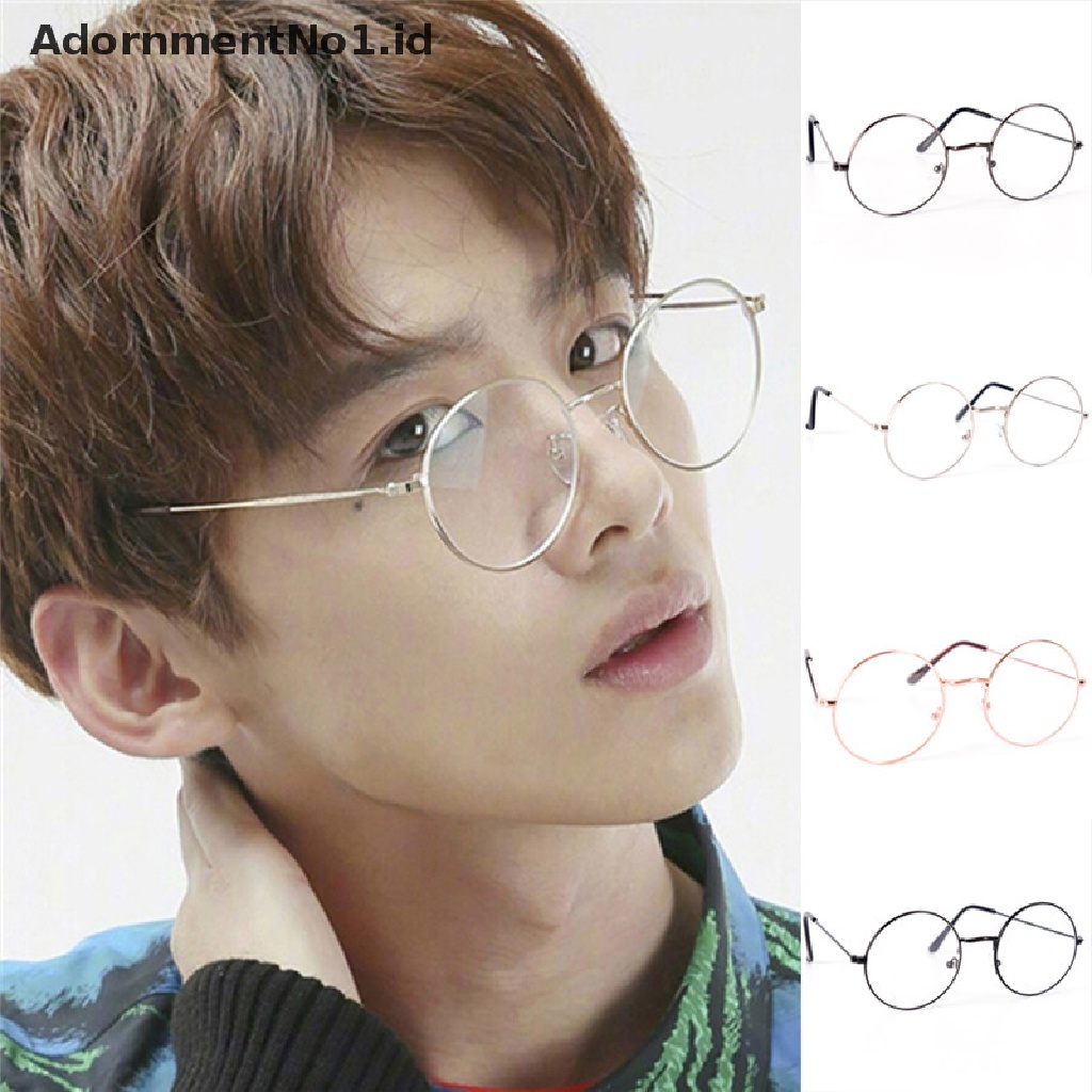 [AdornmentNo1] Kacamata Bulat Vintage Pria Wanita Frame Metal Retro Eye wear Clear Glasses [ID]