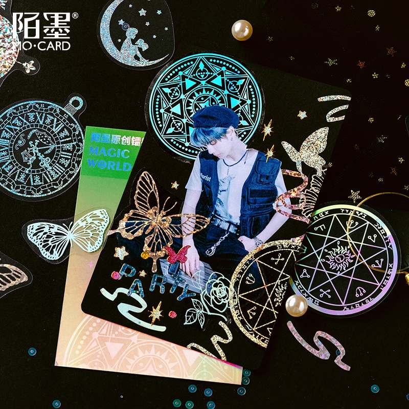 45pcs/set Laser PET Gilding Craft Butterfly Stiker DIY Scrapbooking Kolase Album Foto Tahan Air Dekorasi