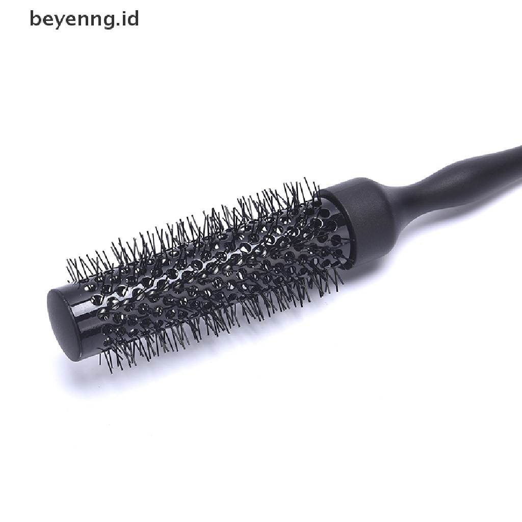 Beyen Sikat Rambut Roll Bulat Keriting Hitam Nylon Sisir Profesional Salon Barber Hairbrush ID