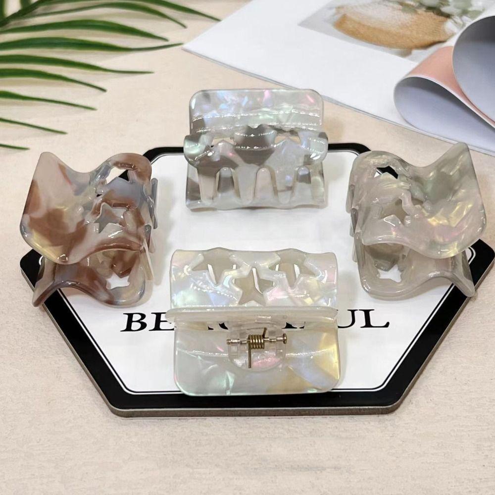 AUGUSTINA Bintang Rambut Cakar Berongga Geometris Sederhana Hiu Klip Untuk Y2k Gadis Hiasan Kepala Ponytail Holder Temperamen Untuk Wanita Women Hair Clips