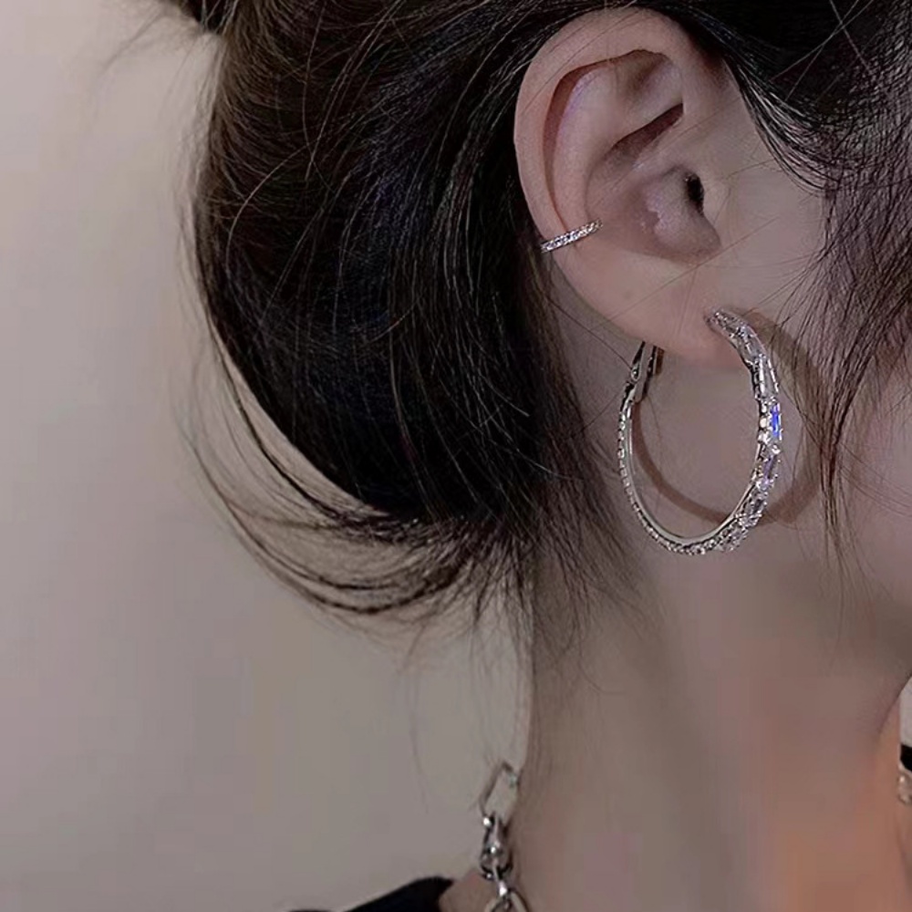 Deartiara Atmosphere Super Sparkling Zircon Ring Earrings Anting Gaya Korea Anting Cincin Pribadi Tren Baru Wanita