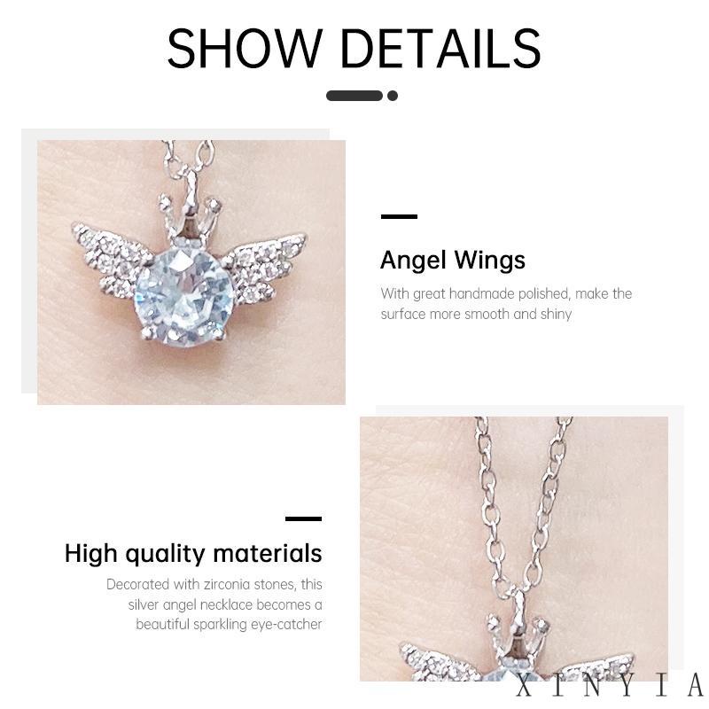 【Bayar di tempat】Angel Crown Kalung Wanita Ringan Mewah Shiny Fashion Canggih Elegan Simple Design Necklace