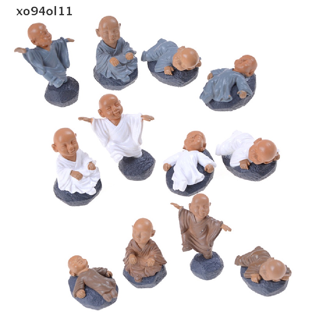 Xo 4pcs Miniatur PVC Meditasi Monk Lanskap Mikro Rumah Boneka Dekorasi Mobil OL