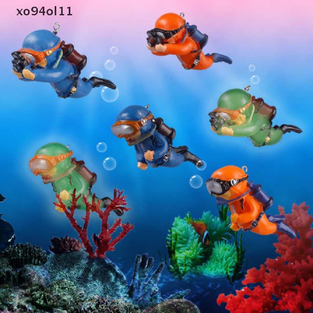 Xo Luminous Green Mini Diver Kawaii Simulasi Floag Frogman Untuk Hiasan Aquarium Ikan Dekorasi Aquarium Aksesoris OL