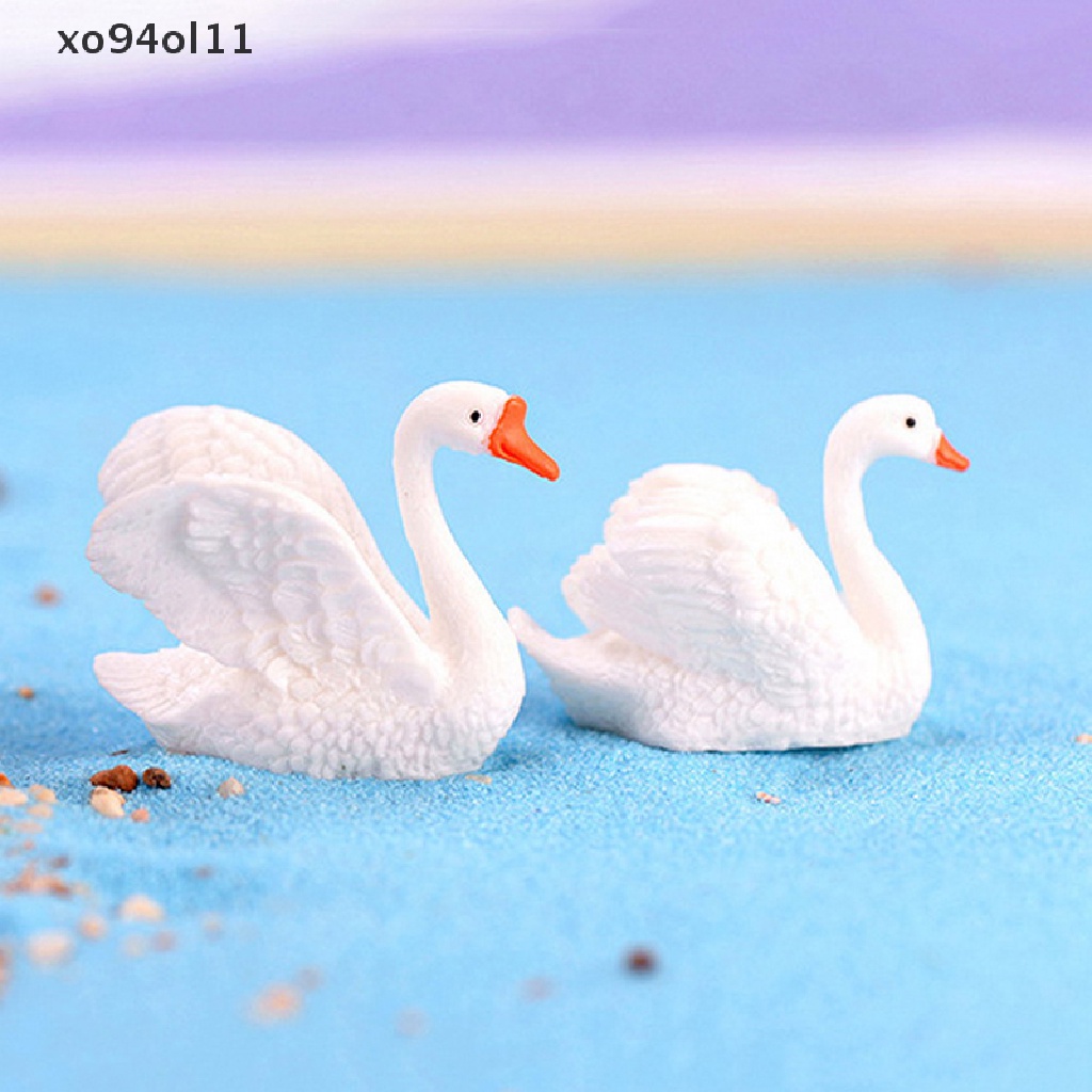 Xo Resin Swan Patung Miniatur Taman Peri Dekorasi Rumah Boneka Lanskap Mikro OL