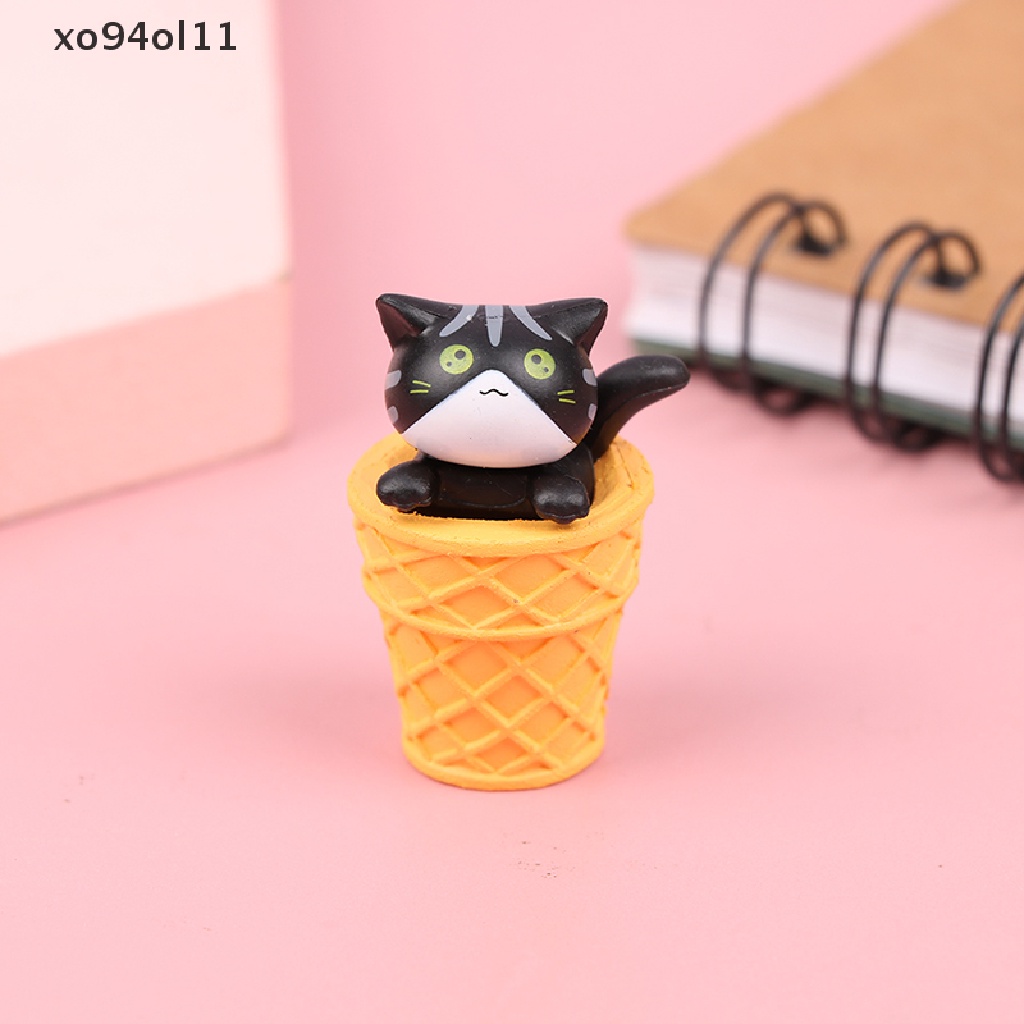 Xo Gourmet Ice Cream Cat Kitten Mikro Landscape Berkebun Boneka Desktop Ornamen OL