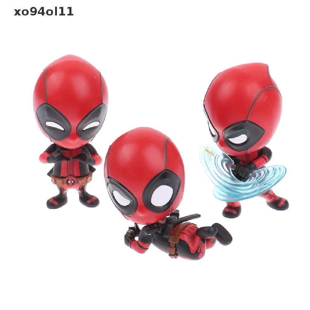 HOT TOYS Xo Marvel Anime Hot Mainan Cosbaby Deadpool Mini PVC Mini Action Figure Qversion Model Koleksisuper Hero Mainan Bobble Kepala Boneka Mobil Dekorasi Aksesoris OL