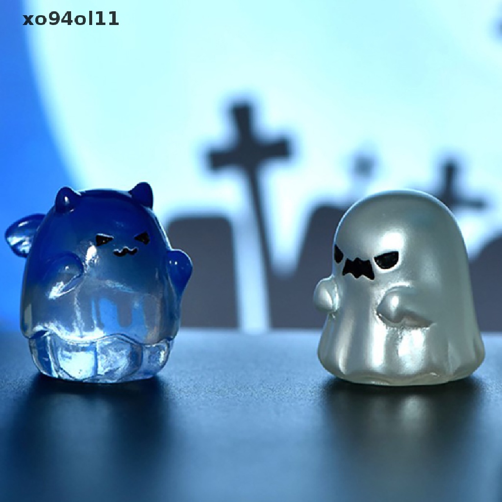 Xo FAY 1Pcs Ghost Halloween Ornamen Lucu Ornamen Lanskap Mikro Halloween Decor Miniatur Patung Mini Labu Dekorasi Taman Vampir Resin Craft OL