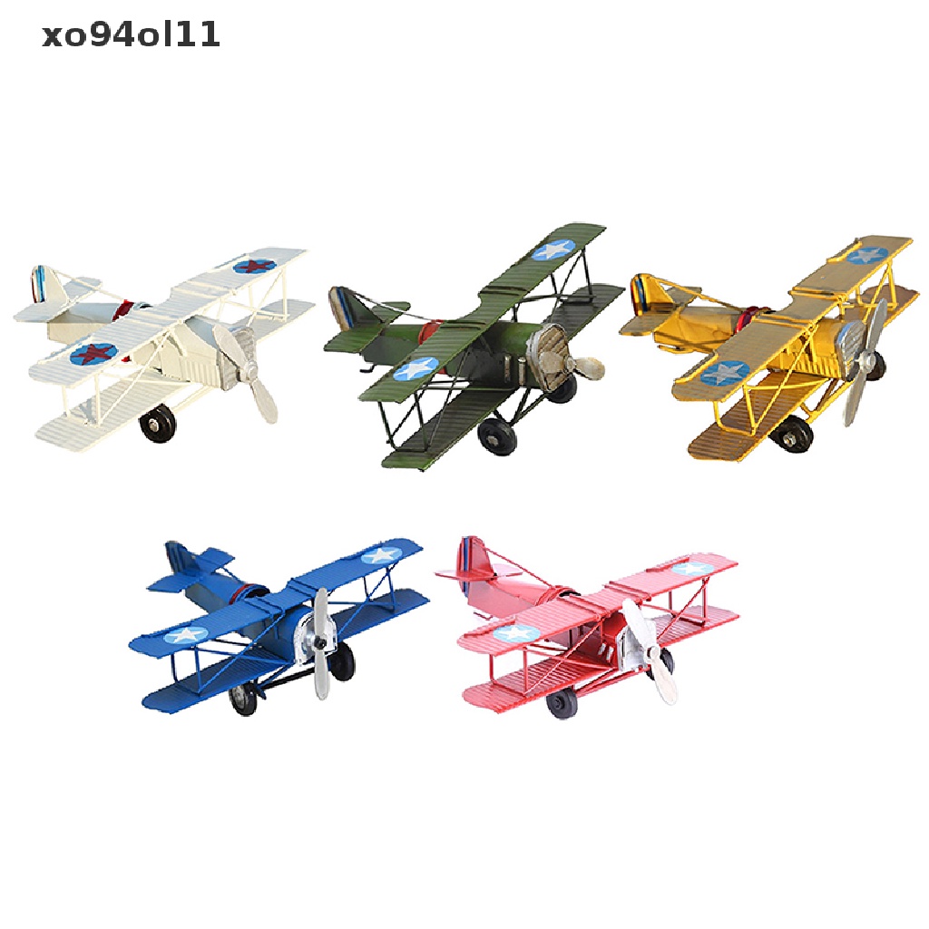 Xo Retro Metal Plane Model Kerajinan Ruang Tamu Kamar Tidur Ornamen Patung Pesawat OL