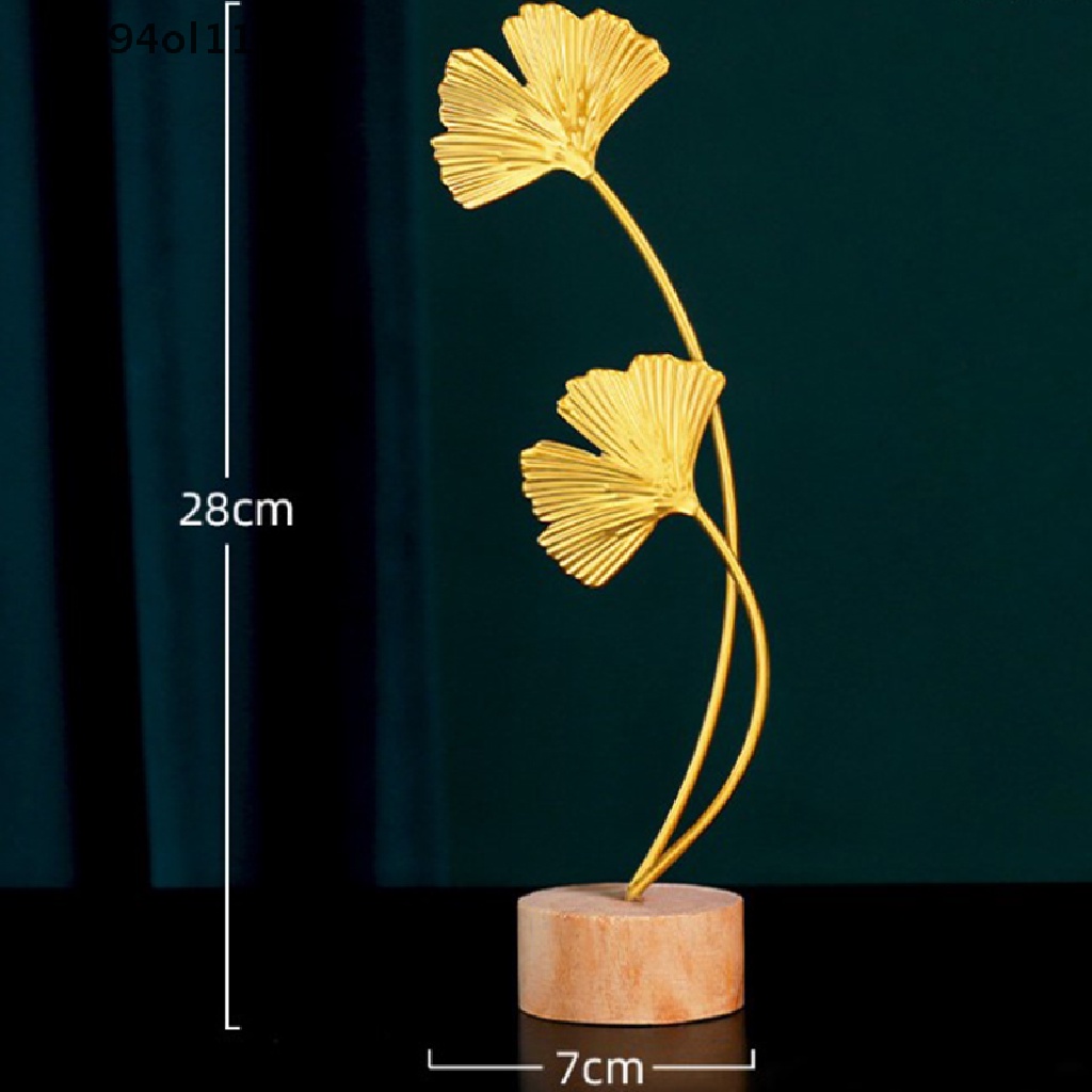 Xo Patung Model Daun Ginkgo Besi Golden Untuk Dekorasi Lemari Ruang Tamu OL