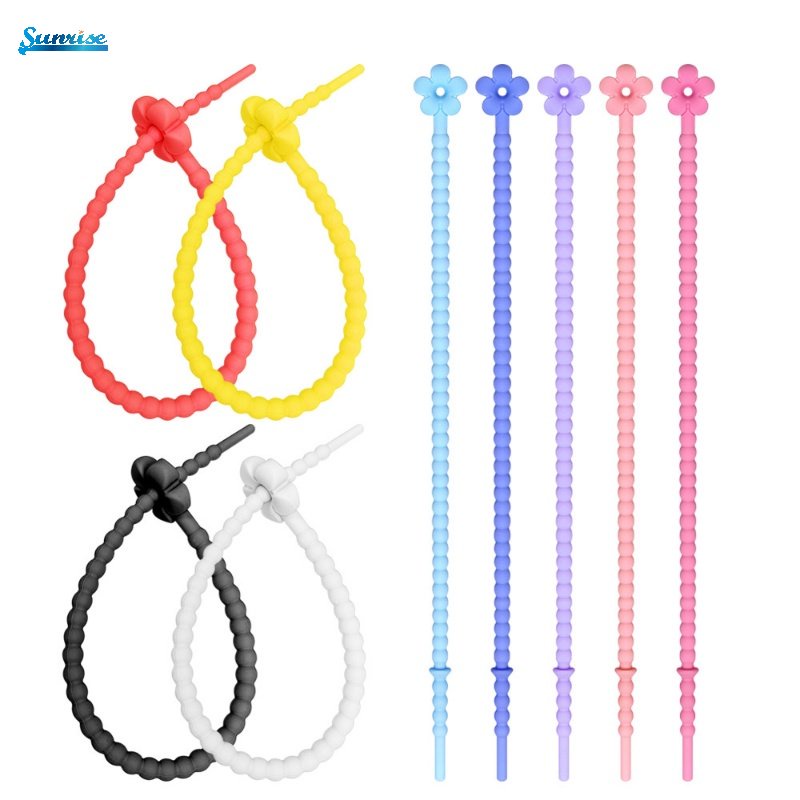 5 Pcs/10 Pcs Kualitas Tinggi Elegan Compact Portable Reusable Desktop Management Cable Ties Bunga Berwarna Kreatif Bergaya Penyimpanan Kabel Data Silikon Winders