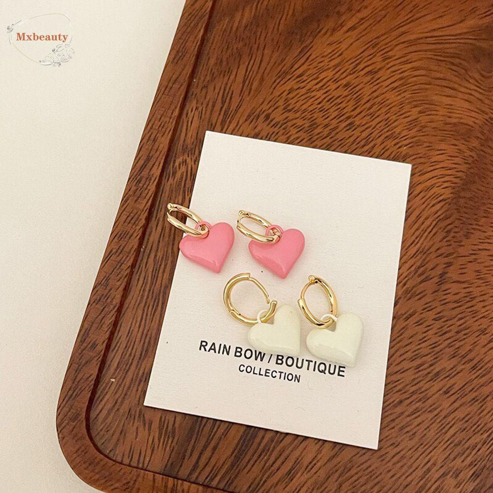 Mxbeauty Anting Hoop Perempuan Retro Jepang Hadiah French Heart Shape Lovely Menjuntai Earrings