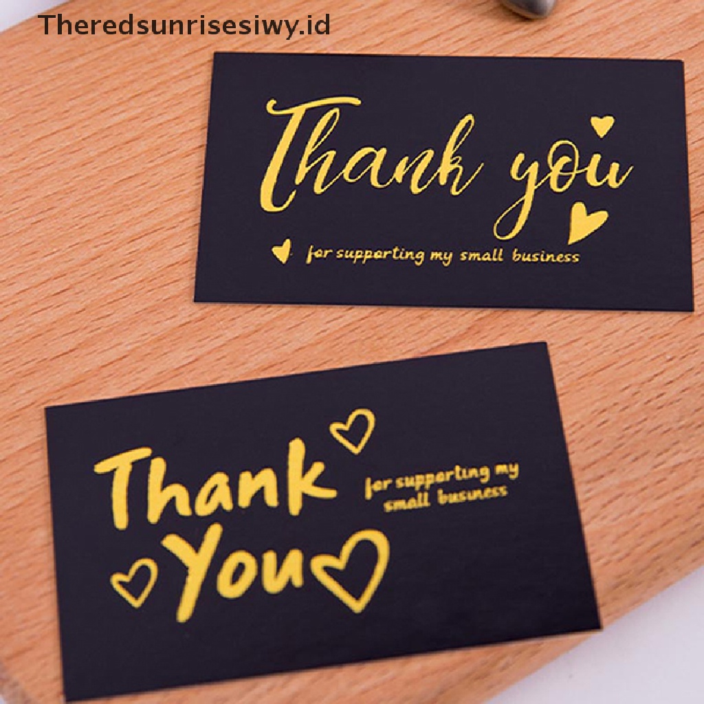 # Kado Mom &amp; PAPA DIY # 50pcs Hitam Ucapan Terima Kasih Untuk Pesanan Anda Kartu Nama Gift Business Greeg Card~