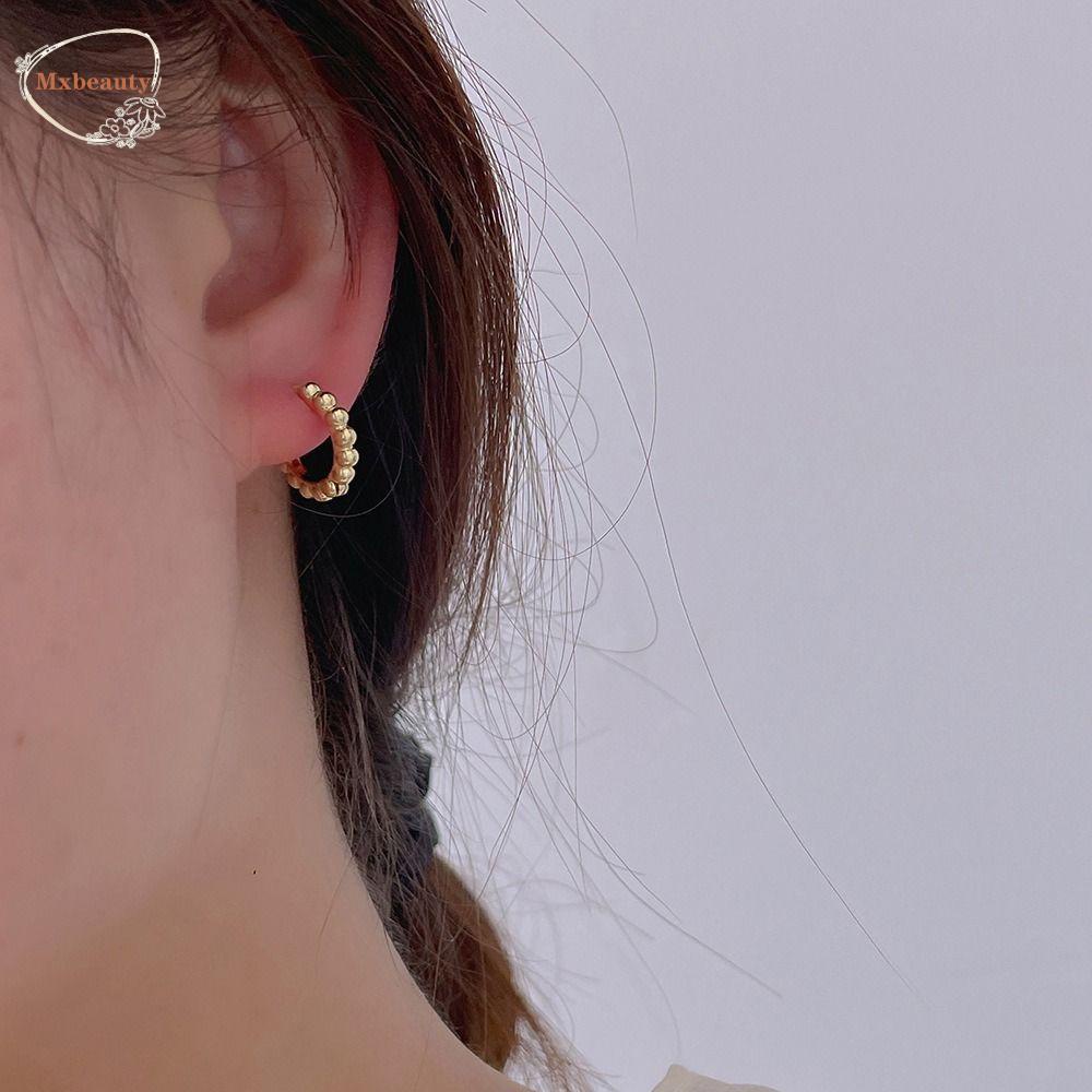 Mxbeauty Wanita Anting Hoop Trendi Halus Stud Earrings Niche Desain Fashion Perhiasan Gadis Hadiah Manik-Manik Pembukaan Cincin