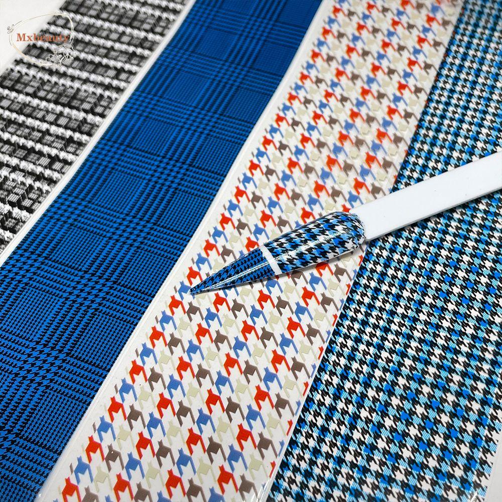 Mxbeauty Houndstooth Stiker Kuku 100 cm Warna-Warni Nail Art Dekorasi Kuku DIY Aksesoris Manicure Tools Beragam Gaya Kuku Foil Kertas Rajut