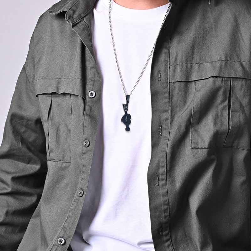 2pcs Love You Kalung Anti Karat Perempuan Cinta Kunci Berongga Tulisan Pasangan Splicing Liontin