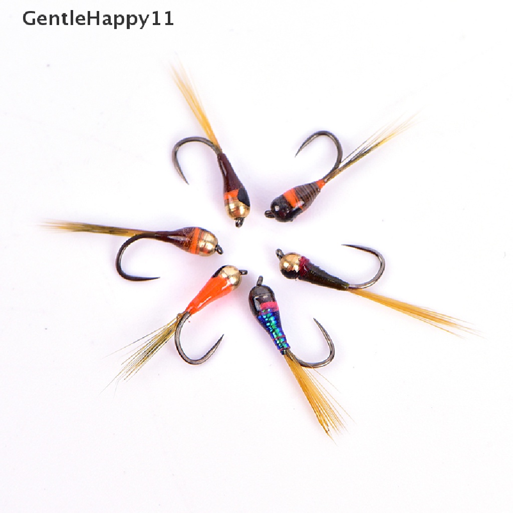 Gentlehappy 6PCS Kepala Tembaga Nymph Beadheads Fly Trout Greyling Trout Memancing Quick Sink Fly id