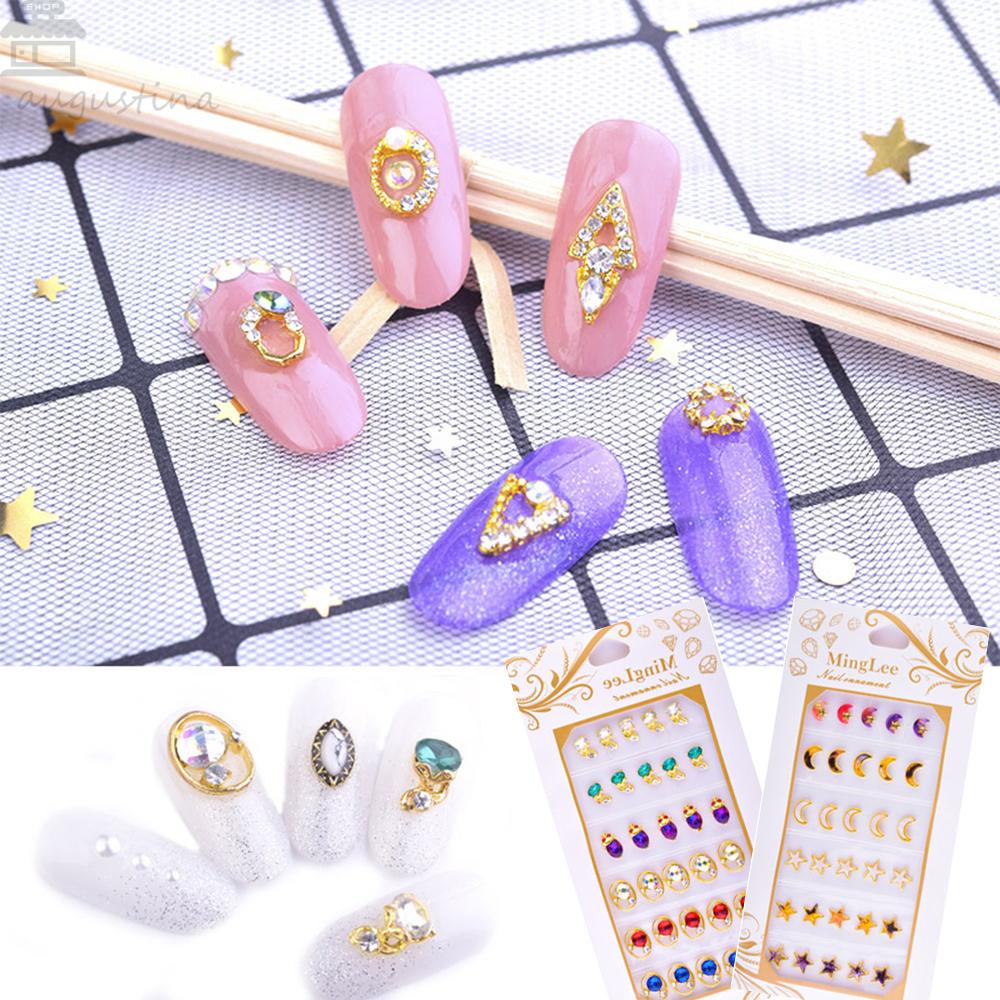Agustina DIY Dekorasi Nail Art Charms Berlian Hati Berbagai Bentuk Bintang Manikur Aksesoris Hiasan Kuku Glitter Kaca Charms