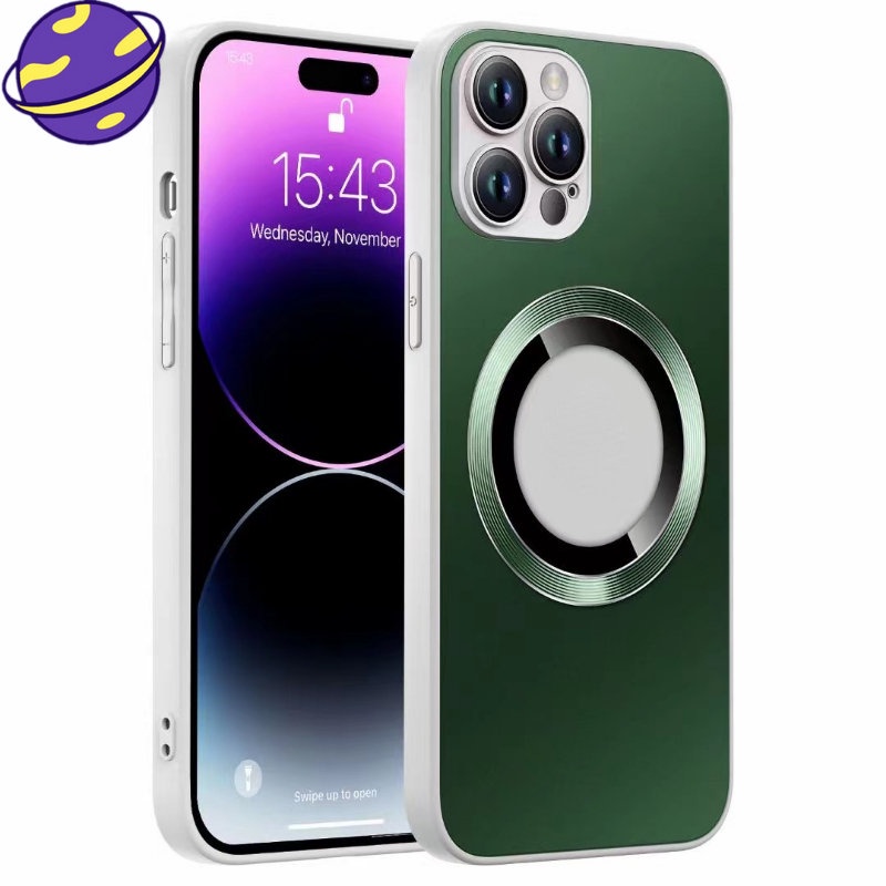 IPHONE Cangling Casing Perlindungan Magnetik AG Hijau Untuk Iphone14 13 12 11 Pro Max 14Plus All Inclusive Lens Film Business Case