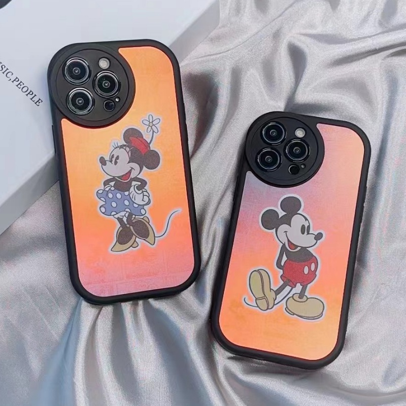 IPHONE Casing Pelindung Mickey Minnie Warna-Warni Untuk Iphone14 13 12 11 Pro X XS Max7 8 14 Plus Soft Case XR Full Cover Lensa Film Kartun Case