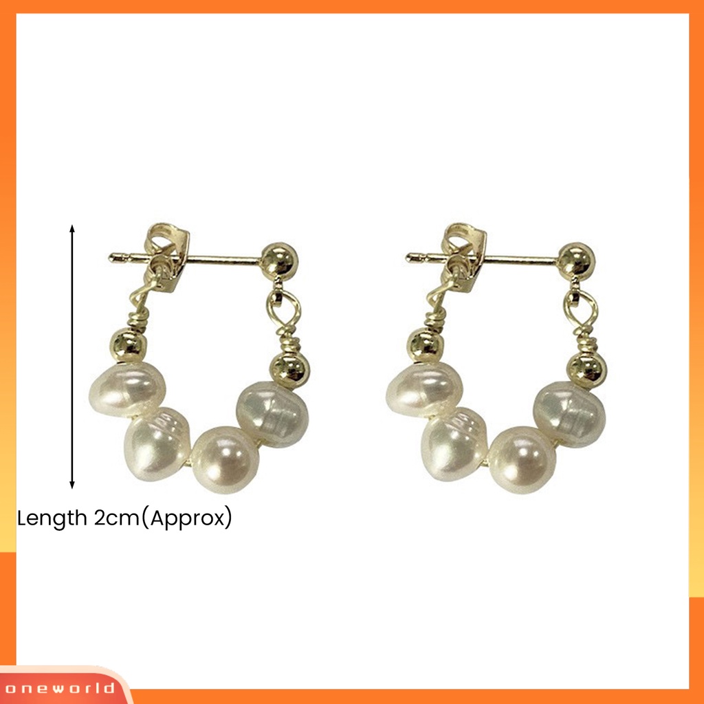 [EONE] 1pasang Ear Studs Vintage Elegan Manis Geometris Electroplating Dress Up Multi-wear Wanita Mutiara Imitasi Liontin Stud Earrings Perhiasan Untuk Pacaran
