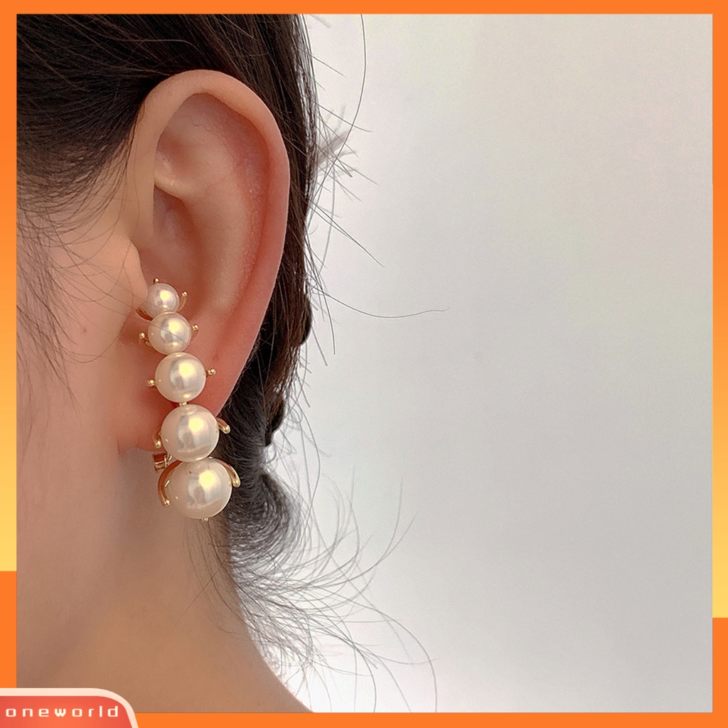 [EONE] 1pasang Anting Stud Dainty Elegan Temperamen Mulia High Gloss Mutiara Imitasi Wanita Earrings Perhiasan Aksesoris