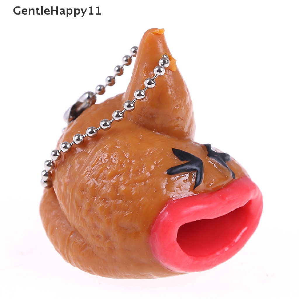 Gentlehappy Lucu poo Pencet emoticon Mainan Gantungan Kunci fun little tricky prank antistress toy id