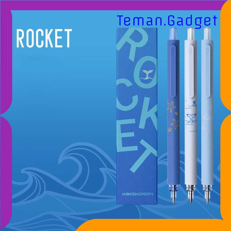 TG - ATK KACO ROCKET Pena Pulpen Gel Marine Pen 0.5mm Tinta Hitam 3 PCS - K1028