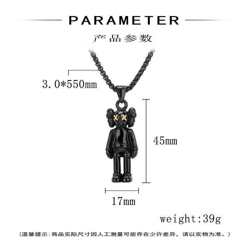 [Z H Perhiasan] Vintage Sesame Street Boneka Pasangan Fashion Pria Anti Karat Liontin Kalung Liontin Hip Hop Pesta Baja Titanium Perhiasan Aksesoris