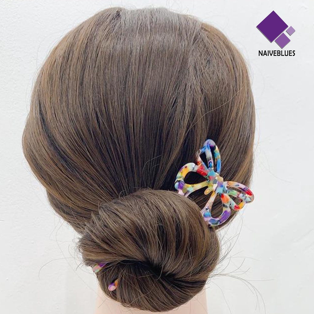 &lt; Naiveblues &gt; U-shaped Amber Color Garpu Rambut Hadiah Wanita Kupu-Kupu Rambut Tongkat Aksesoris