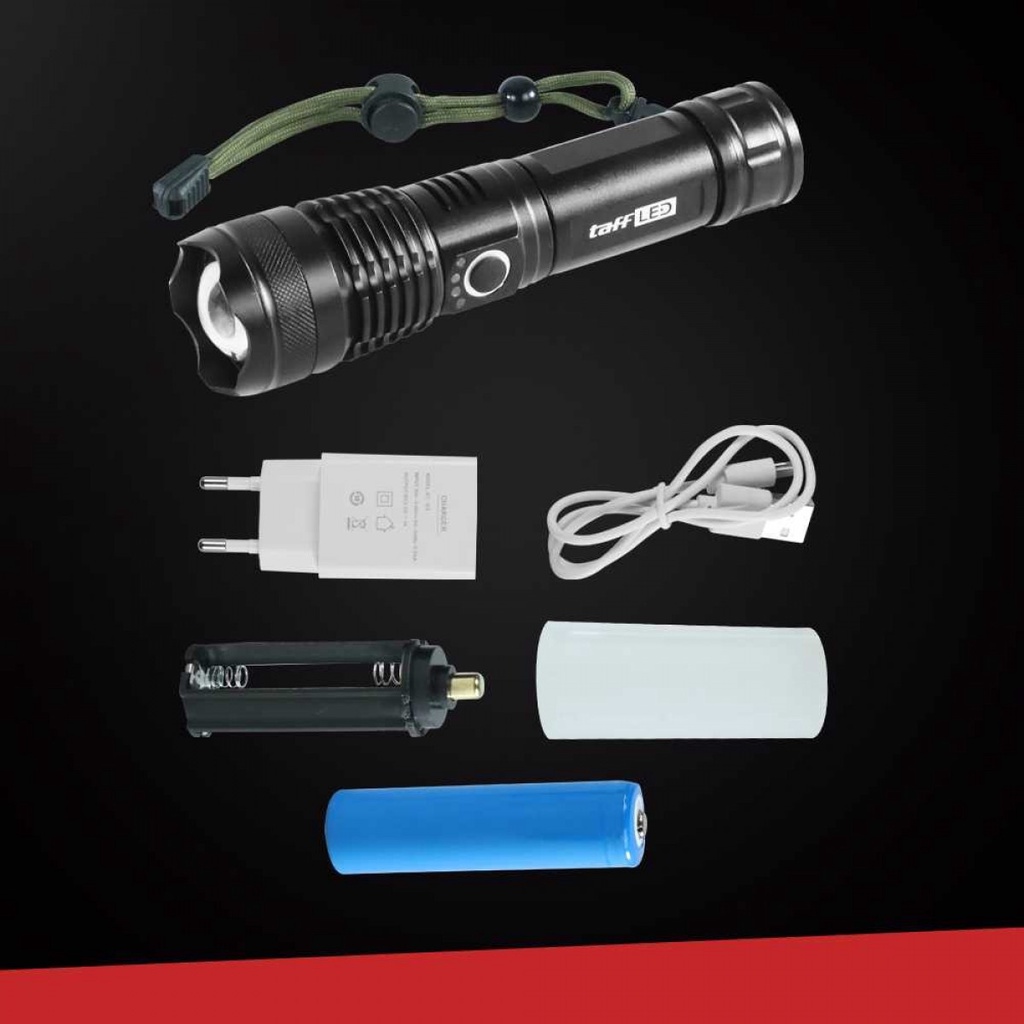 Senter LED Darurat Outdoor Bisa Zoom Flashlight USB Rechargeable XHP50