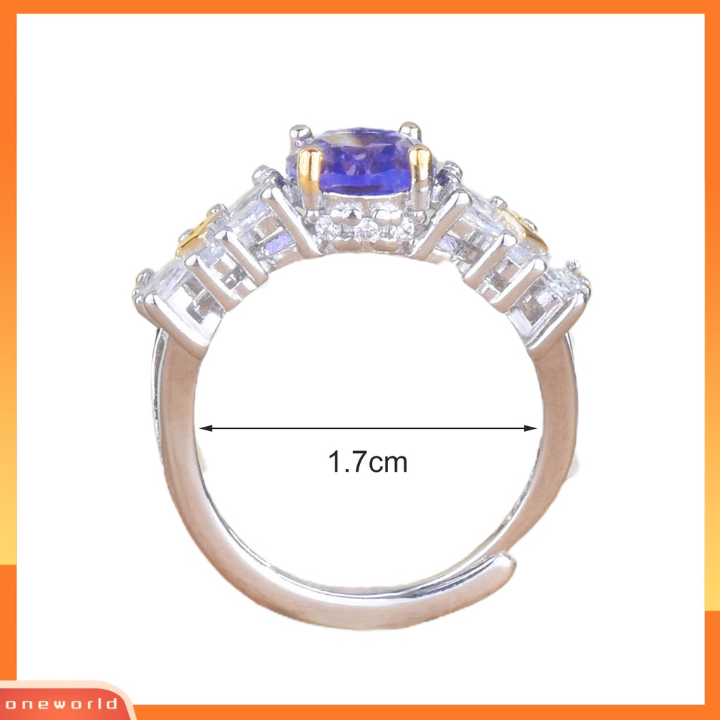 [EONE] Indah Wanita Cincin Dengan Bukaan Adjustable Kristal Imitasi Amethyst Jari Band Nikmat Pesta