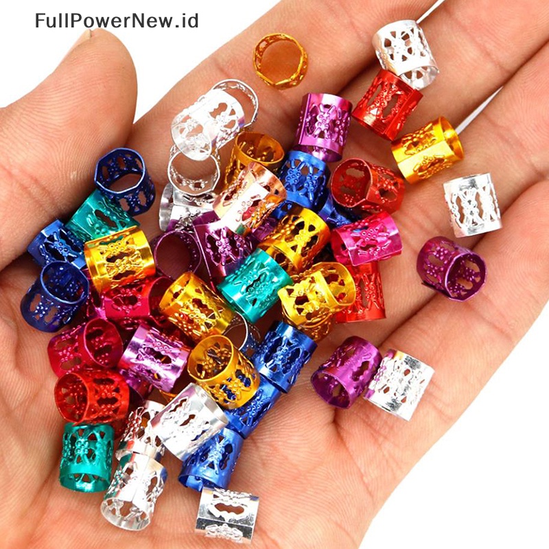 Power Lot 50pcs 8mm Manset Rambut Mengepang Klip Lock Dreadlock Manik Hair Extension Dekorasi ID