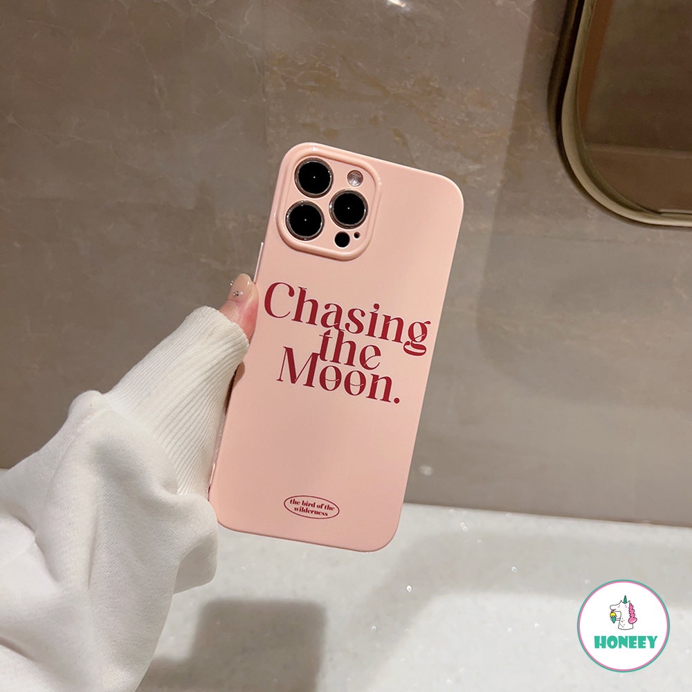 IPHONE Pink Gadis Chase Moon Retro Art Phone Case Untuk Iphone14 13 12 11 Pro Max Case Lucu Vintage Perlindungan Manis Soft Cover